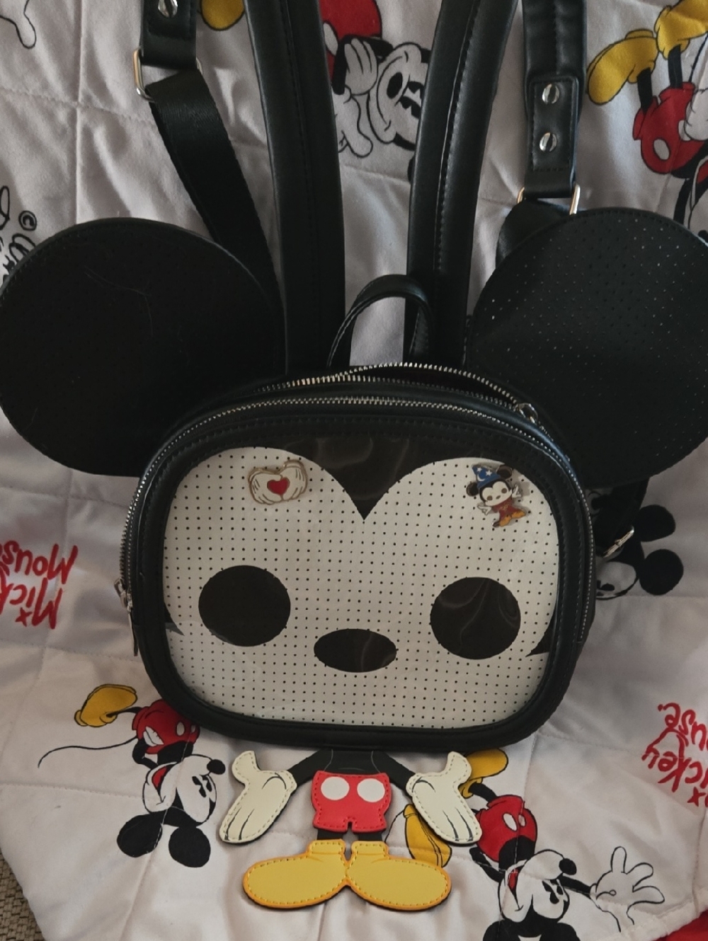 Mickey Mouse Ears Backpack Pin/Purse - Black & White and 2 PINS❤️
